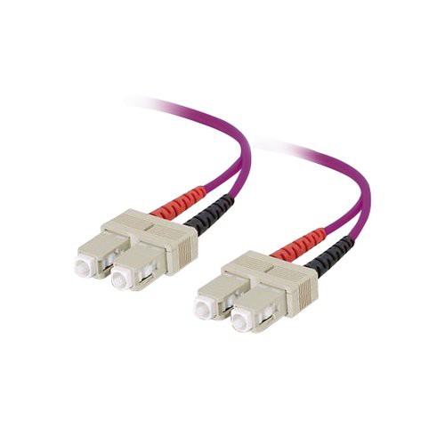 Image of Bretella di connessione e permutazione a 2 fibre ottiche MULTIMODALI OM4 connett. SC-SC DUPLEX 1m guaina esterna LSZH IEC60332-1075