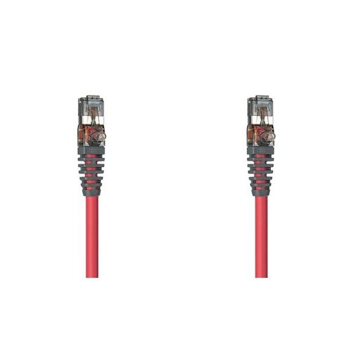 Image of AC6PCG050-188HB Cat 6A 5m Stranded 4 Pair RJ45 Blade Patch Cord rosso LSHF/LSZH IEC 332.1 Sheathed Cable with grigio Boots075