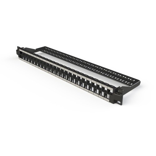 Image of 1U SIJ 48 Port Panel with cable management suitable for up to 48 screened toolfree jacks BLACK075