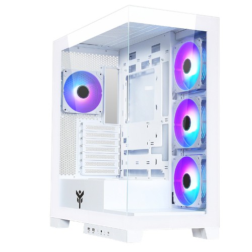 Image of CASE ITEK SHOWBUI 45W-GAMING TOWER, ATX, 4x12cm ARGB fan, 2xUSB3, TYPE-C,SYDE & FRONT PANEL TEMP GLASS WHITE ED. - ITGCASB45W075