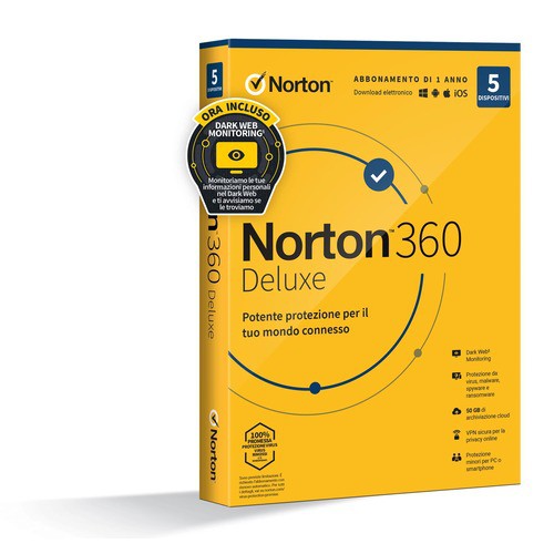 Image of NORTON 360 Deluxe 2023 50GB IT 1 USER 5 DEVICE 12MO GENERIC RSP MM GUM 21429133075