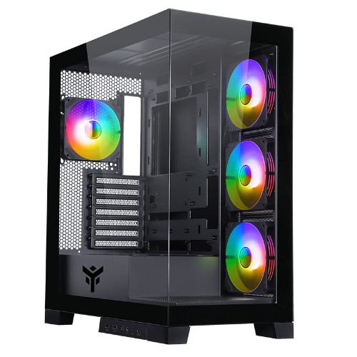 Image of CASE ITEK SHOWBUI 45B - GAMING TOWER, ATX, 4x12cm ARGB fan, 2xUSB3, TYPE-C,SYDE & FRONT PANEL TEMP GLASS - ITGCASB45B075