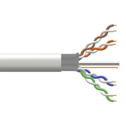 Image of CAVO RETE SOLIDO SCHERMATO FTP PER RETI CATEGORIA 6 PVC AWG23 MATERIALE CCA MATASSA MT 305 CLASSE CPR ECA - bianco-LK305F6CC075