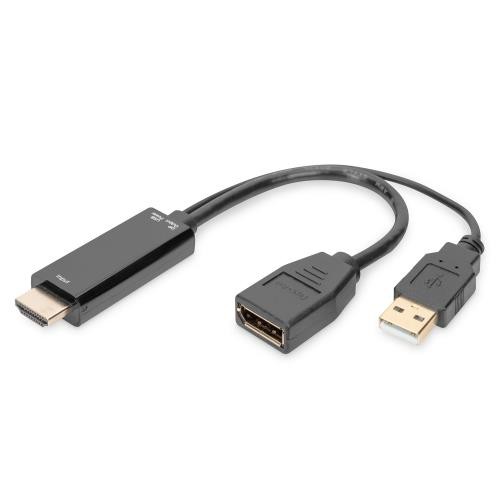 Image of CAVO ADATTATORE DIGITUS DISPLAYPORT da 4K- HDMI a DisplayPort con alimentazione esterna 4K@30Hz - AK330101002S075