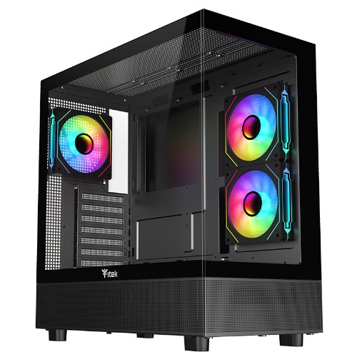 Image of CASE ITEK SHOWBUI 42B GAMING TOWER, ATX, 3x12cm ARGB fan, 2xUSB3, TYPE-C,SYDE & FRONT PANEL TEMP GLASS - ITGCASB42B075