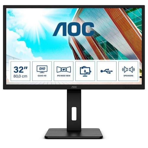 Image of MONITOR AOC LED 31.5" Wide Q32P2 IPS 2560x1440 4ms 250cd/mq 1.000:1(50.000.000:1) 2x3W MM Reg.H PIVOT HDMI DP075