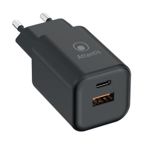 Image of ALIMENTATORE ATLANTIS UNIVERSALE per NOTEBOOK P008-PD65GN-2U AC 65W output 1xUSB 1xUSB-C PD075